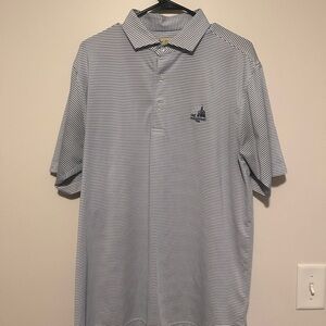 Donald Ross Men's Striped Polo Shirt in Blue and White